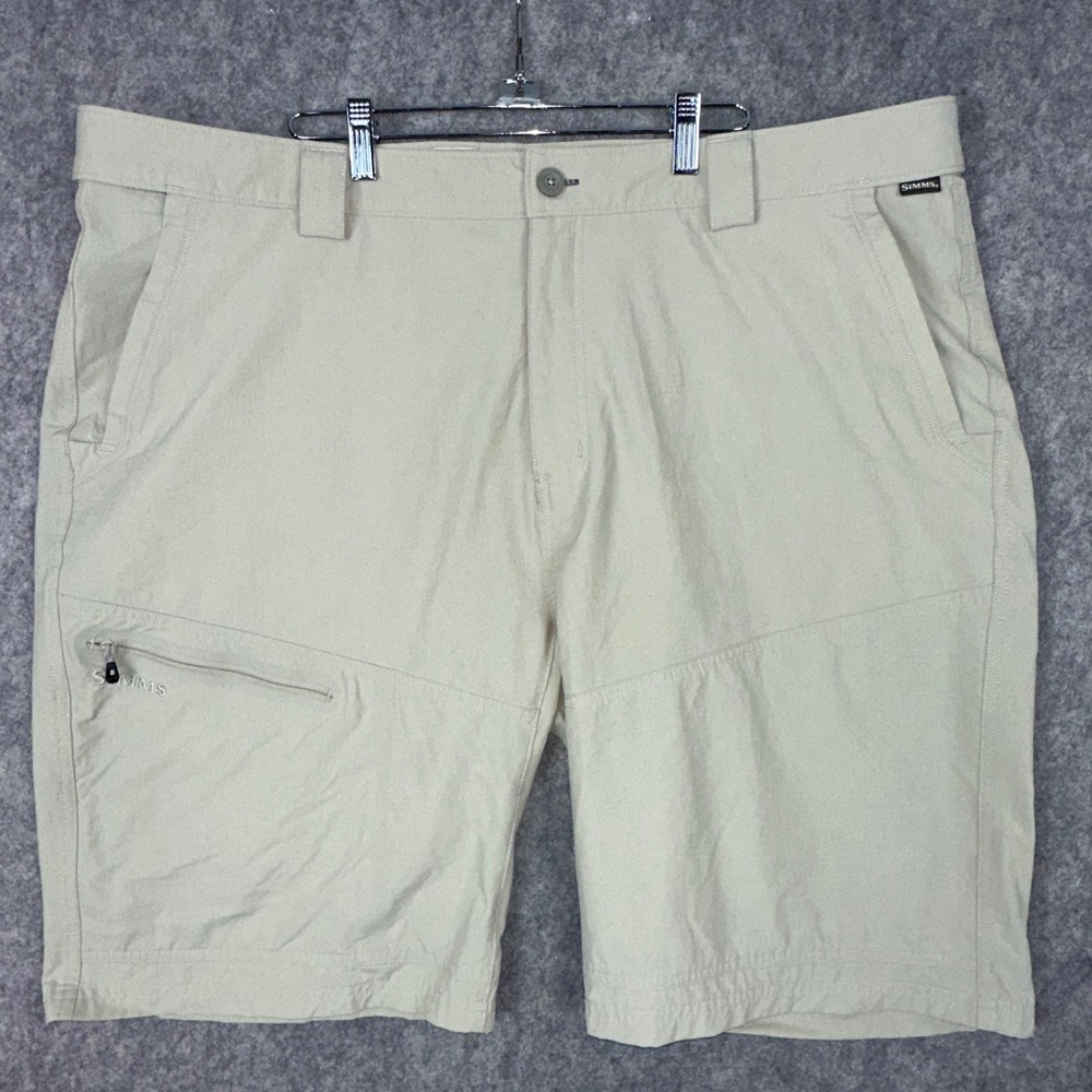 Simms Challenger Shorts Men XXL Tan Guide Fishing Cargo Hiking Stretch Nylon 10"
